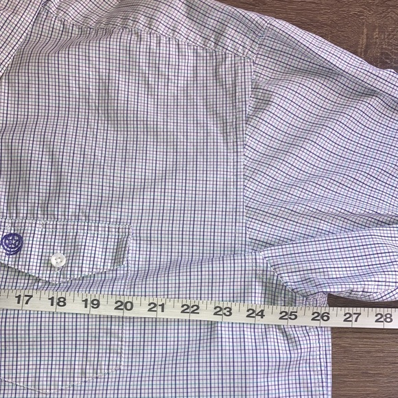 Mens EUC Vtg George Strait Wrangler XXL Western Button Down White Blue Purple - Picture 7 of 8